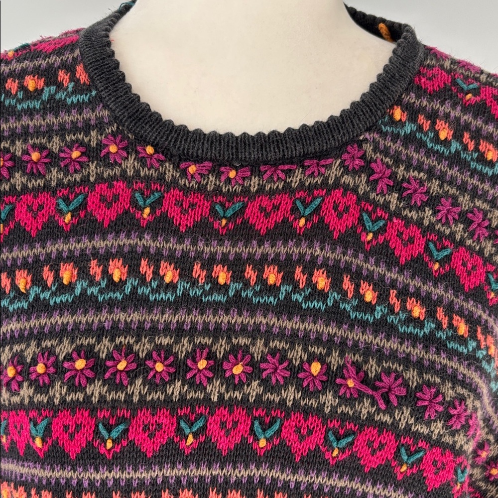 Vintage Northern Isles Retro Crewneck Sweater Sz 2XL Hand Embroider Cottagecore - Picture 3 of 14